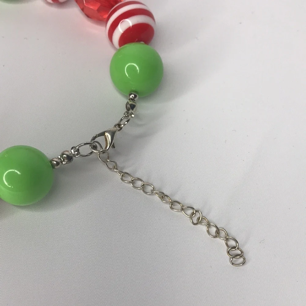 Christmas Chunky Bubblegum Beaded Necklace 15-17”‎
